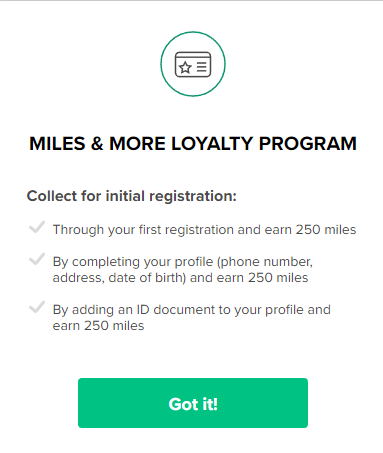 250 miles at Miles&More 