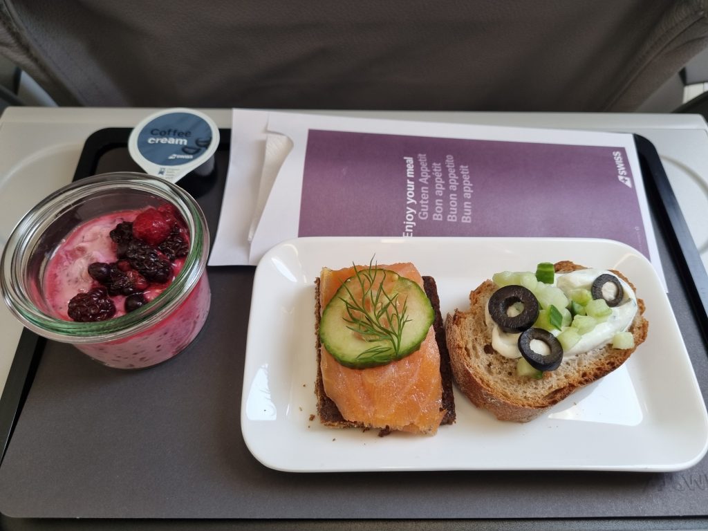 review helvetic business class food