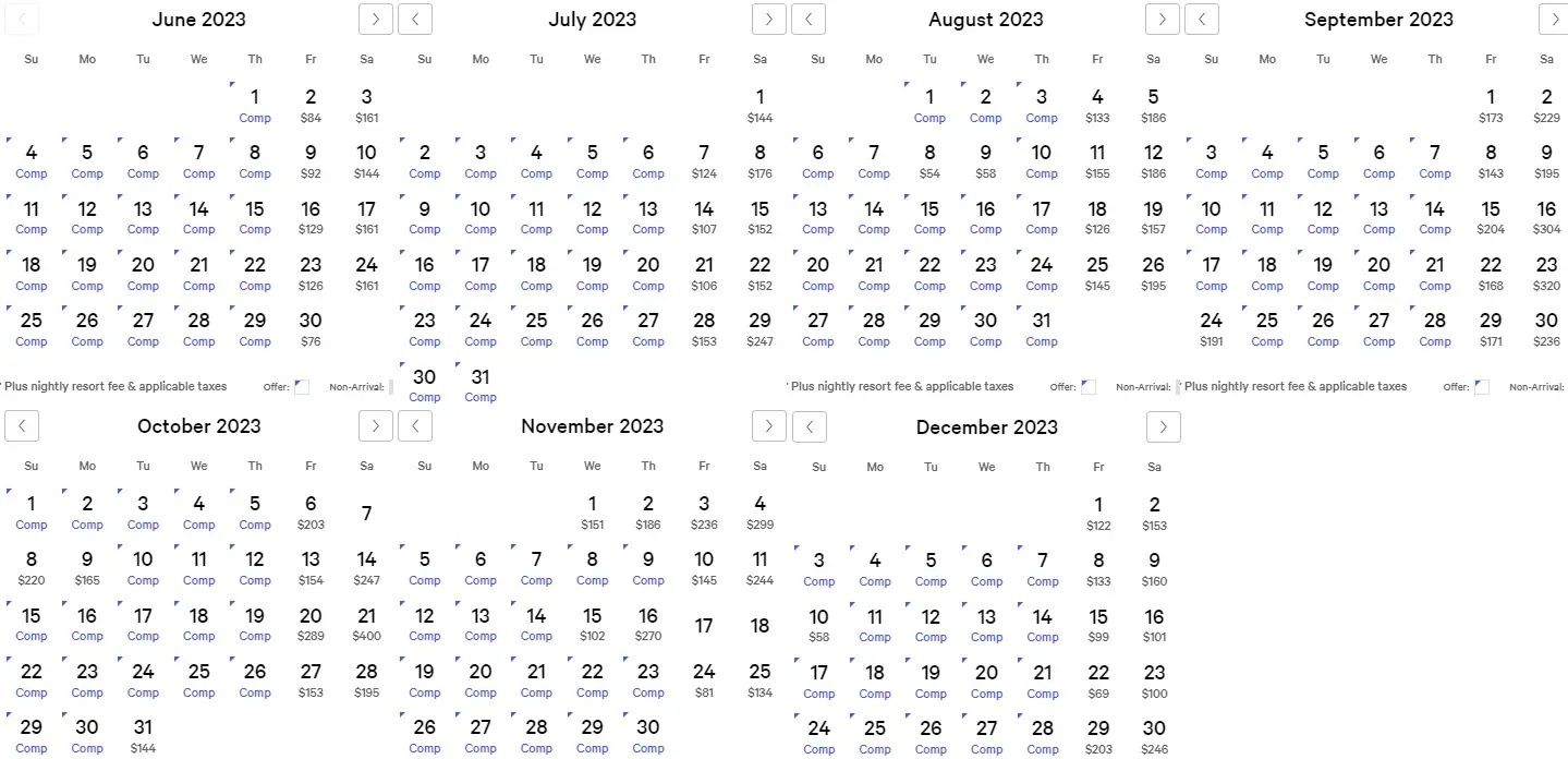 myVEGAS Complimentary One Night Hotel Room Calendar 2023