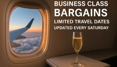 Business Class Bargains – Limited Travel Dates – Updated Every Saturday