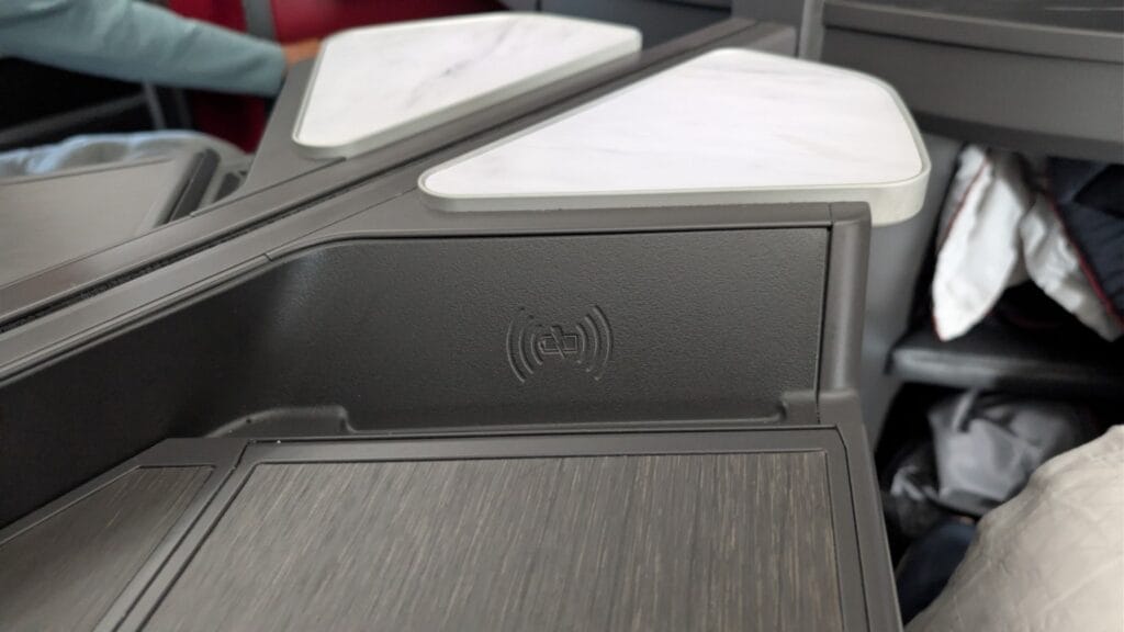 Wireless charging is integrated into the side console.